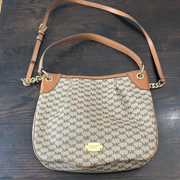 Michael Kors Brown Monogram Shoulder Bag - Picture 1 of 7
